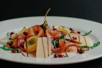 Close-up of salad served in plate