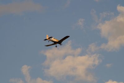 Low angle view of airplane flying in sky