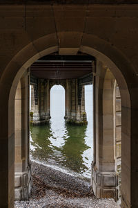 Reflection of building in river