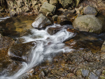 Stream flowing through rocks in forest