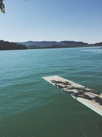 Scenic view of calm sea against clear sky