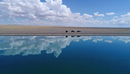 Scenic view of lake against sky