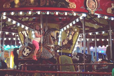 Low angle view of amusement park ride