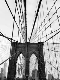 Low angle view of suspension bridge