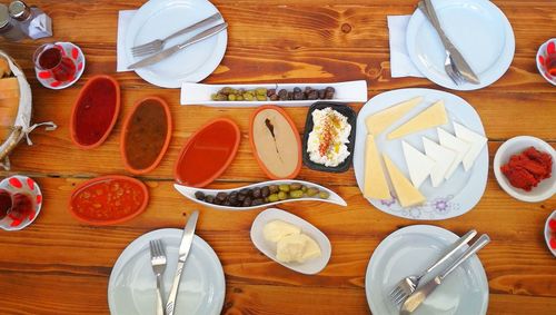 Directly above view of food on table