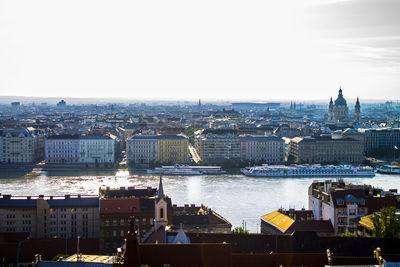 High angle view of buildings in city