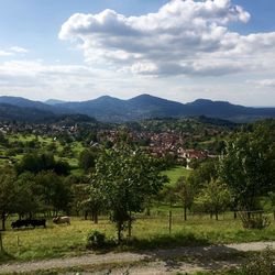 Scenic view of mountains against sky