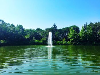 Scenic view of lake against clear sky