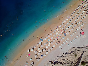 High angle view of people on beach