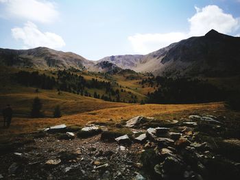 Scenic view of mountains against sky