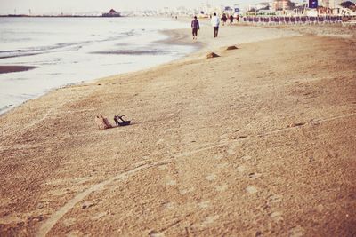 High angle view of people on beach