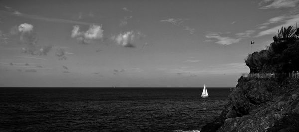 Boat sailing in sea