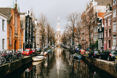 View of canal in city