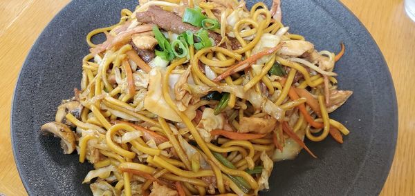 High angle view of food served in plate