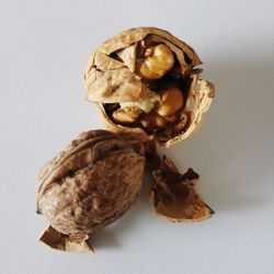 Close-up of bread against white background