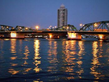 Bridge over river at night