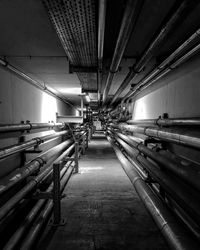 View of empty underground walkway