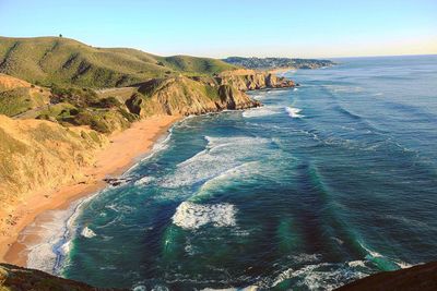 Scenic view of sea against clear sky