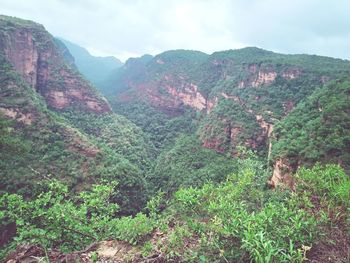 Scenic view of mountains against sky