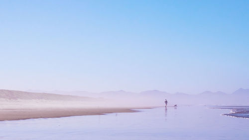 Scenic view of calm sea against clear sky