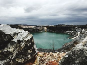 Scenic view of landscape against cloudy sky