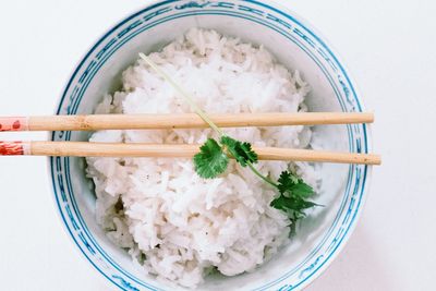 High angle view of food in bowl