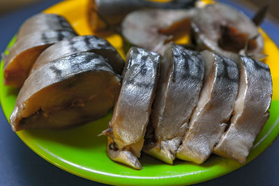 Pickled herrings . lightly salted fish in the plate