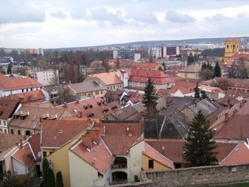 High angle view of townscape against sky