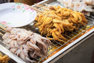 Close-up of seafood for sale in market