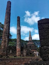 Low angle view of old ruin against sky