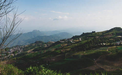 Scenic view of mountains against sky