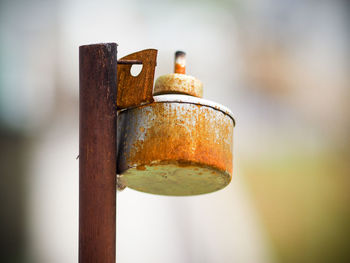 Close-up of rusty metal pole