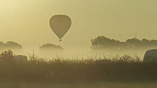 Close-up of hot air balloon against clear sky