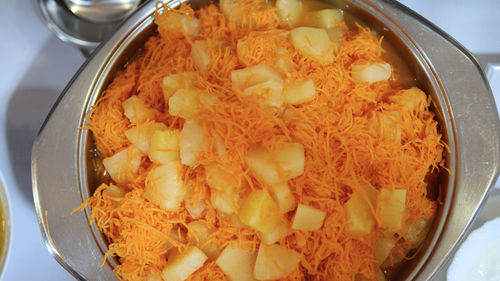 High angle view of breakfast served in bowl