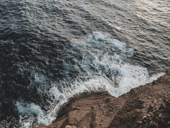 High angle view of sea waves