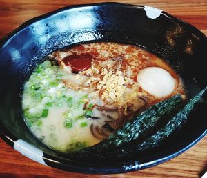 High angle view of food in bowl