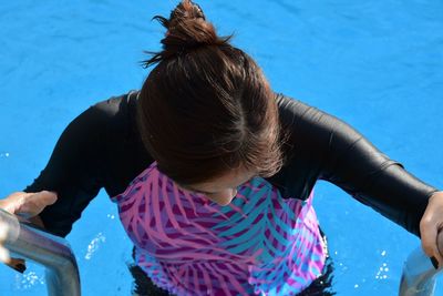 High angle view of woman in swimming pool