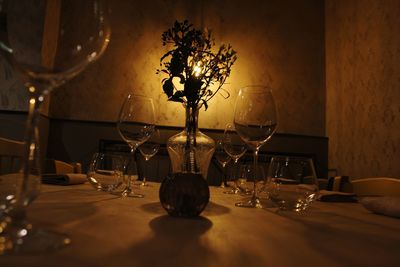 Street light on table at restaurant