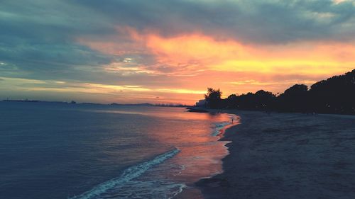Scenic view of sea against dramatic sky
