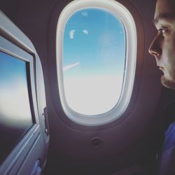 Close-up of airplane window