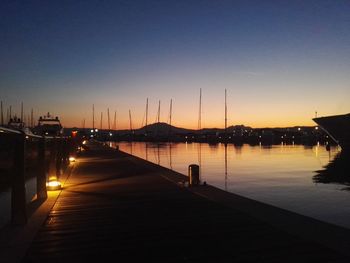 View of marina at sunset