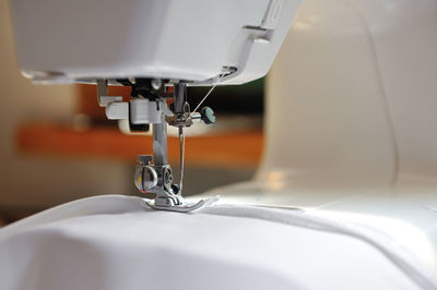 Close-up of sewing machine