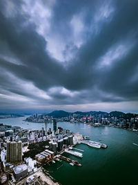 High angle view of cityscape against sky