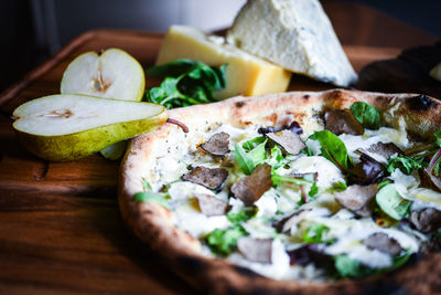 Close-up of pizza on table