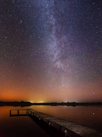 Scenic view of sea against sky at night