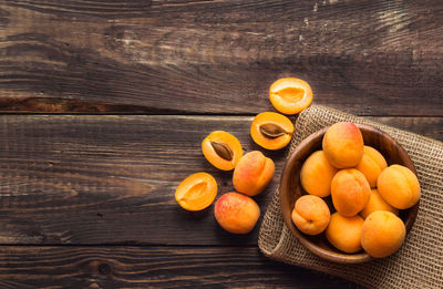 High angle view of fruits on table