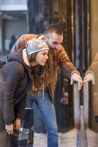 Young couple in city