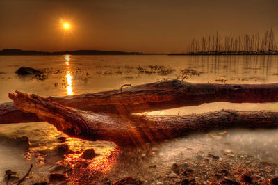 Scenic view of sunset over sea