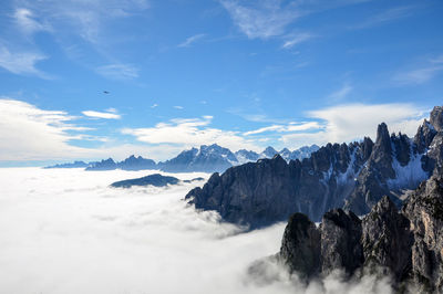 Mountain peak above clouds