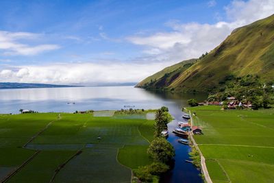 Scenic view of lake against sky